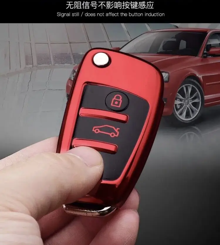 Чехол для автомобильного ключа из ТПУ audi a3 8p 8v a4 b7 b8 b5 b9 a1 a5 q7 q5 a6 4f c6 c5 c7 c4 tt q3 s3 a7 a8 8n -