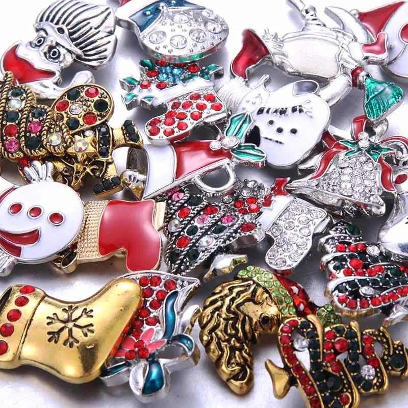 10pcs/lot High Quality Christmas Snap Button Jewelry DIY Crystal Rhinestone 18mm Metal Fit Bracelet Bangle | Украшения и