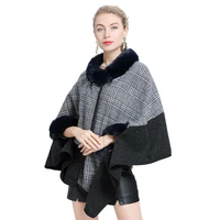swonco wool coat women winter cloal with fur collar 2020 winter new warm cape for women poncho coat woolen poncho