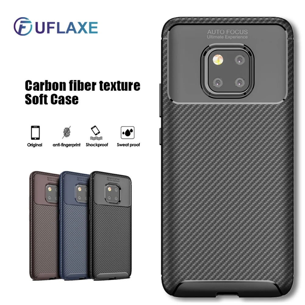 

UFlaxe Soft Silicone Case for Huawei Mate 10 20 Pro Lite Carbon Fiber Texture Ultra-thin Shockproof Cover Mate 20X