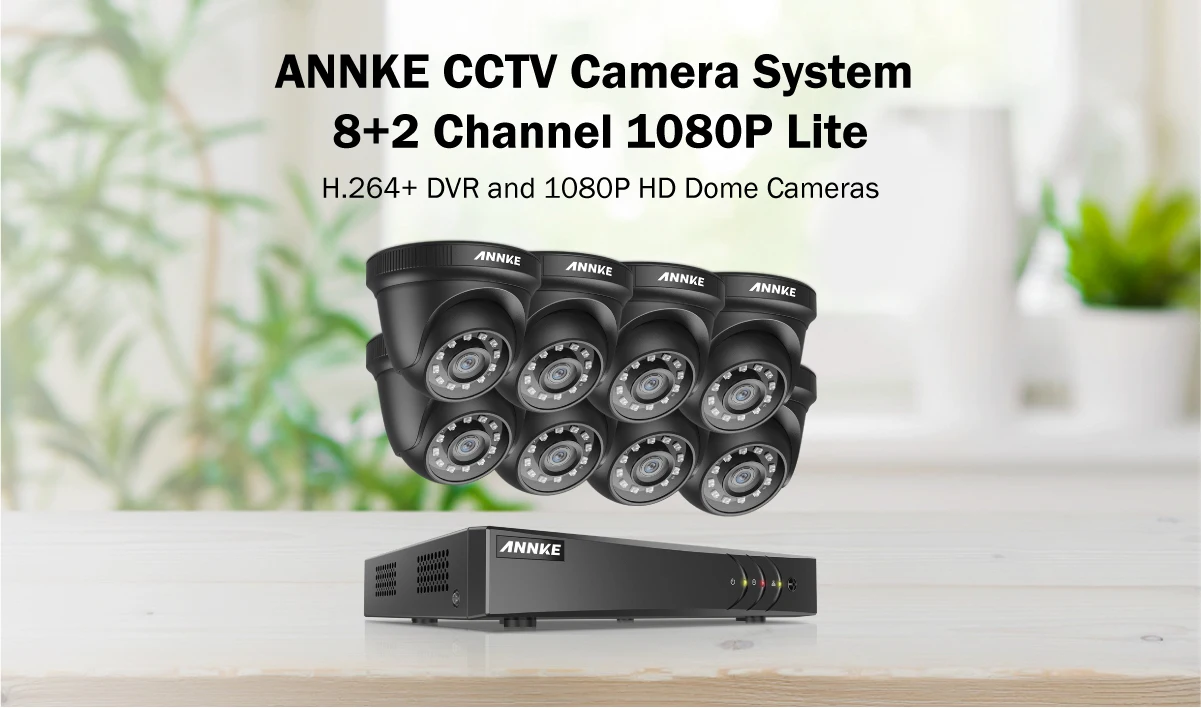 ANNKE 1080N CCTV камера DVR система 8 шт. водонепроницаемый 2.0MP HD-TVI черная купольная камера s домашний комплект видеонаблюдения Обнаружение движения