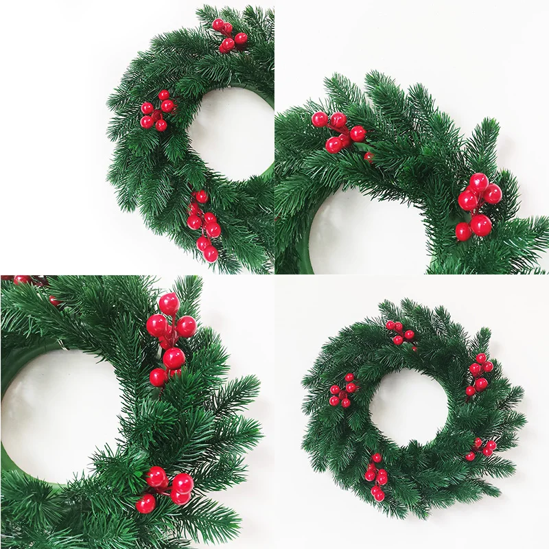 

Hot Sale Christmas Artificial Red Berries And Natural Pine Needle Craft Round Hanging Ornament Christmas Wreath For Home Party S