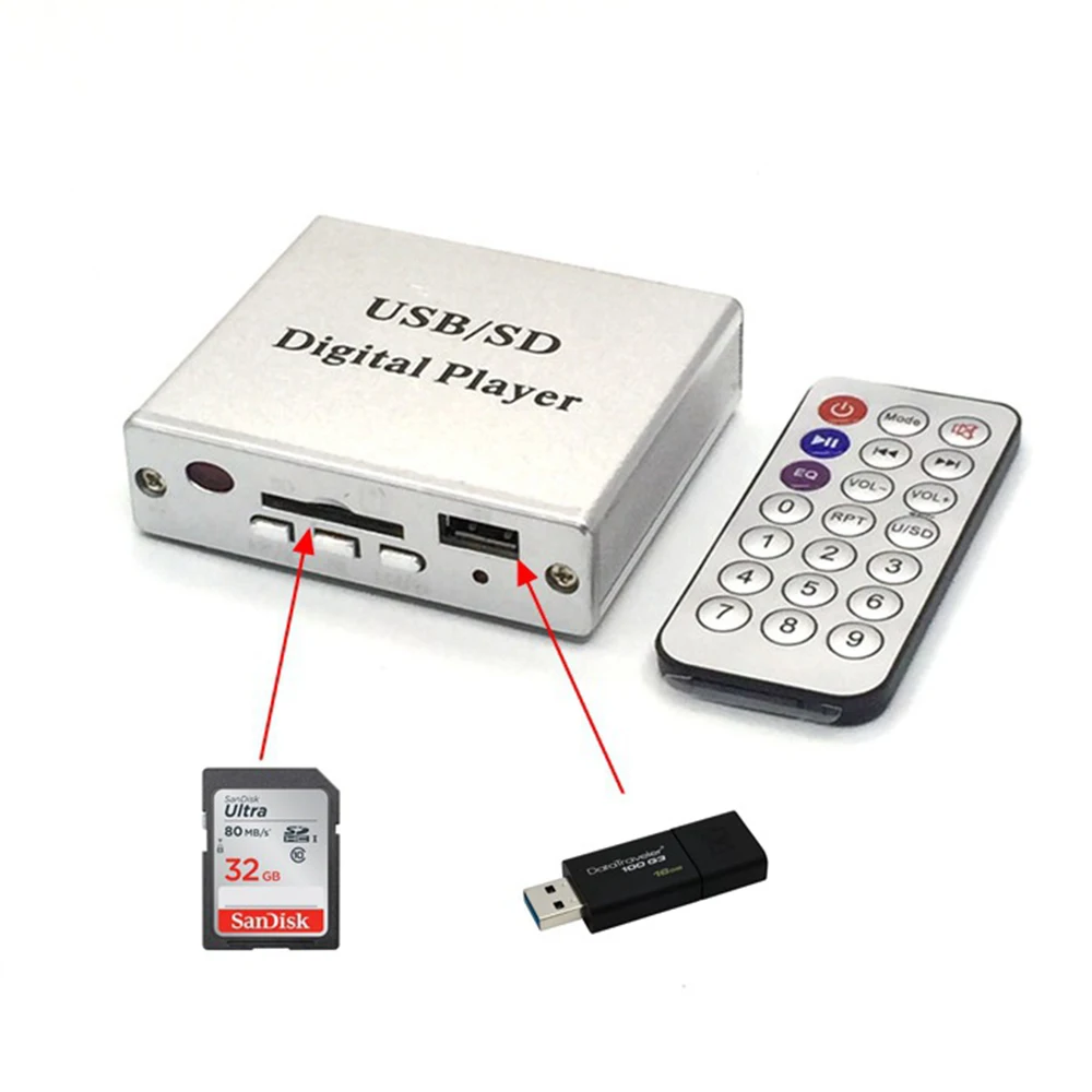 DC 12V цифровой авто усилитель мощности USB SD MP3 Аудио Плеер ридер с пультом
