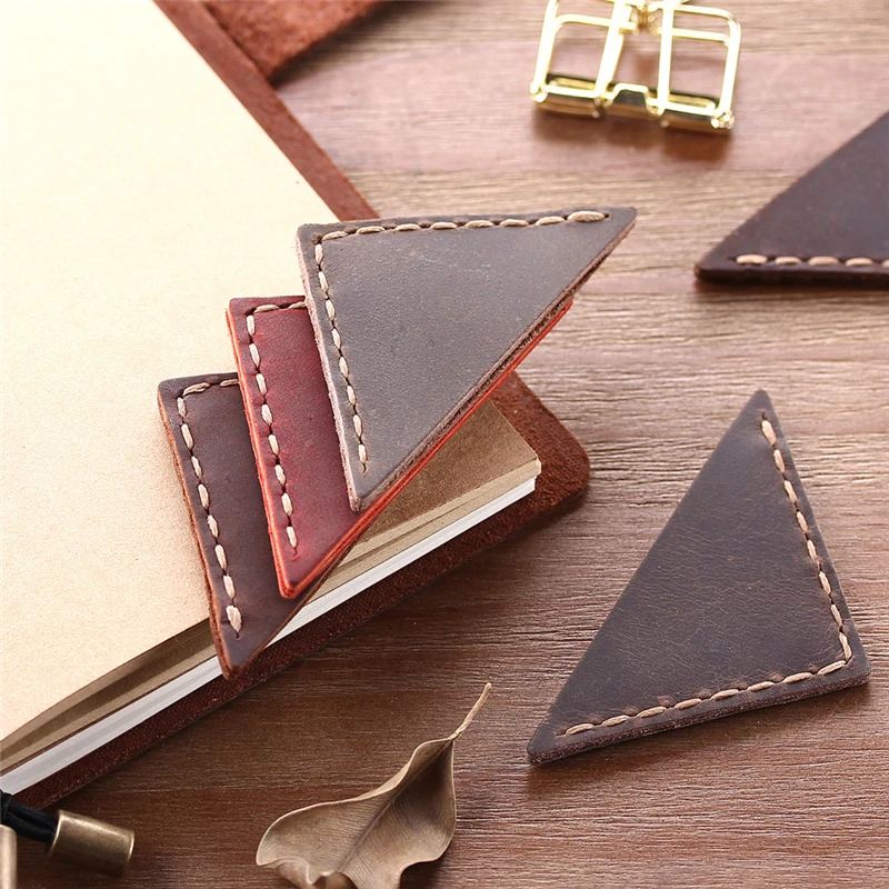 

N188 Handcrated Vintage Retro Leather Bookmarks for Book Mini Corner Page Marker Genuine Leather Bookmark for Reader Teacher
