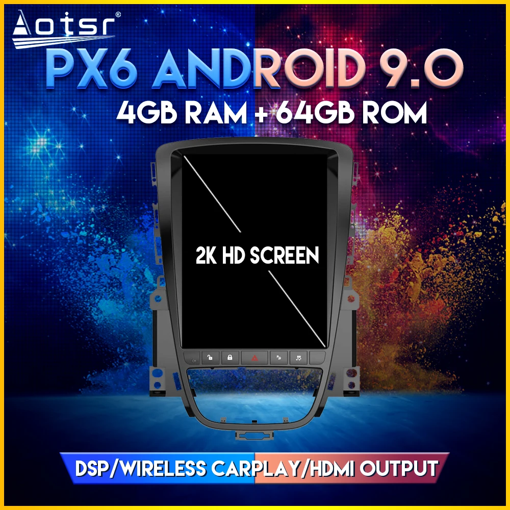 

Автомобильный видеоплеер для Opel ASTRA J 2012-2014 Android 9,0 Тесла стиль вертикальный экран Автомобильный GPS навигатор плеер CARPLAY