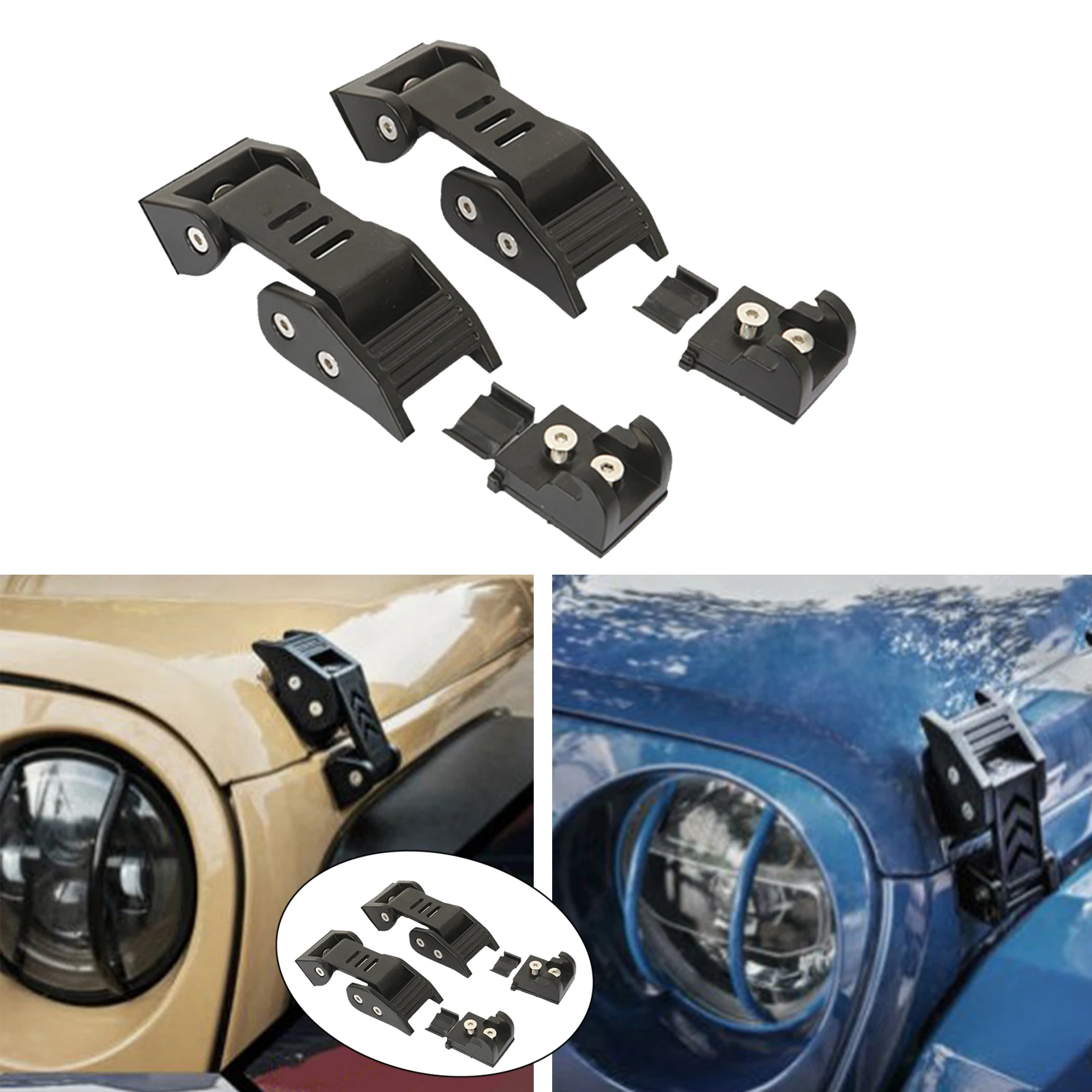 

1 пара, черная алюминиевая защелка капота для Jeep Wrangler JK JL Unlimited 2007-2018 w/аксессуары