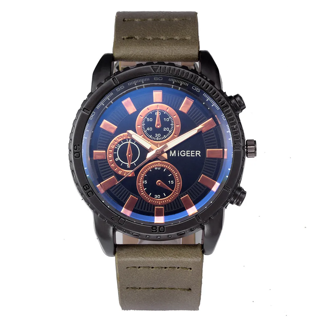 

Fashionable casual High-End New Geneva Men's Leather Strap Stainless Steel Quartz Analog Watch часы мужские наручные relojes