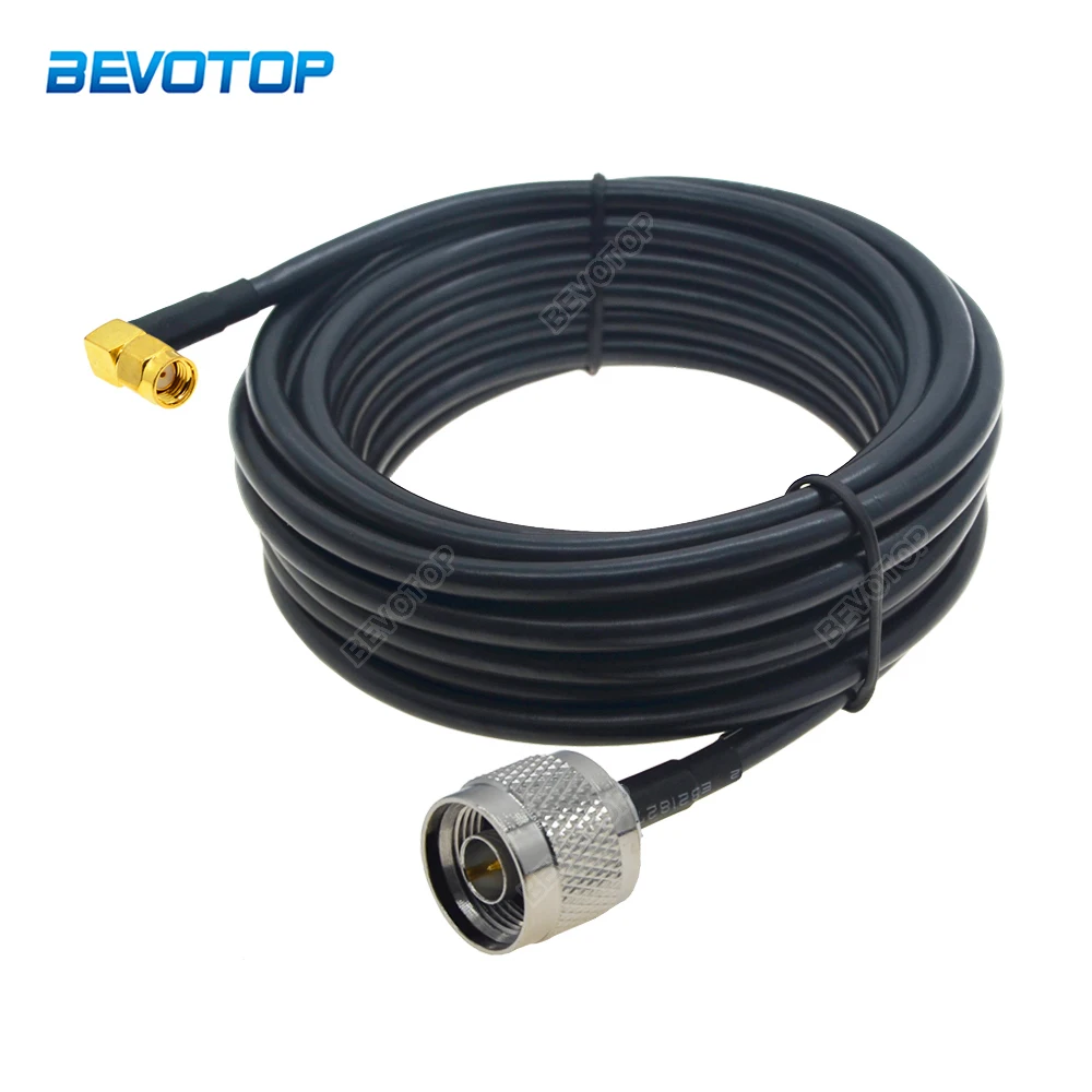 

LMR195 50-3 N Male Plug to RP SMA Male 90 Degree RF Adapter Coaxial Cable 50 Ohm Pigtail 3G 4G 5G LTE Extension Cord Jumper