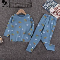 new 2021 kids boys pajama sets cartoon print o neck cute t shirt tops with pants baby girls children spring autumn clothes sets
