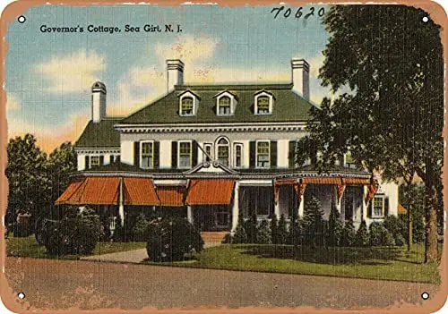 

Wall-Color 7 x 10 Metal Sign - New Jersey Postcard - Governor's Cottage, Sea Girt, N. J. 1 - Vintage Rusty Look Wall Decor for C
