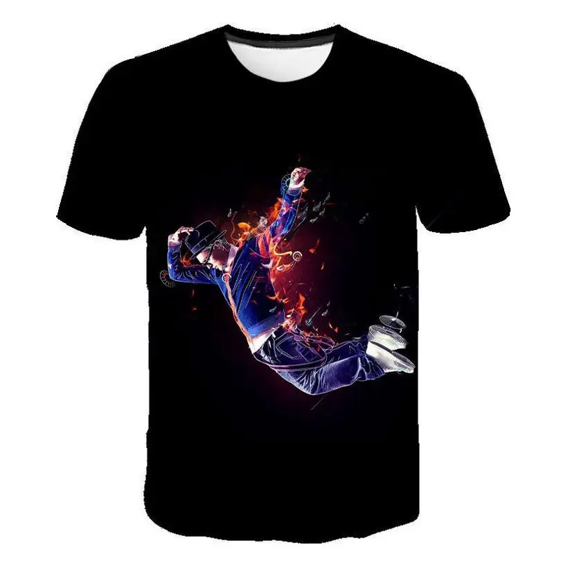 Футболка с коротким рукавом 3d принтом уличного танца Мужская футболка круглым