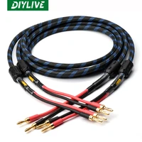 diylive a pair of diylive hi fi speaker cables high quality 6n ofc speaker leads with banana plug y plug15m