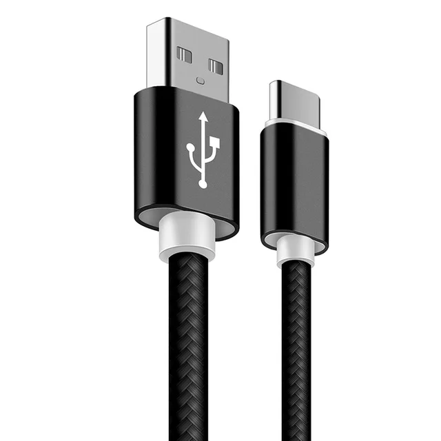 Тип usb C 2.4A быстрой зарядки смартфона Android синхронизации передачи данных Зарядное устройство нейлоновый шнур для samsung Galaxy S9 S8+ примечание 9 8 - Цвет: Black
