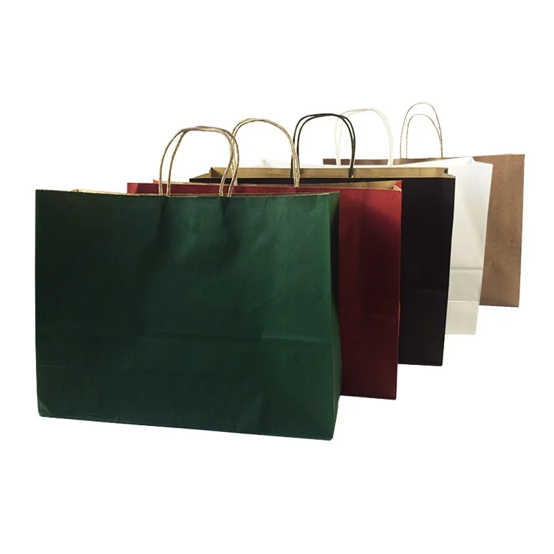 

10 Pcs/lot Multifuntion big Kraft Paper Bag With Handles Multicolor Optional Gift Party shops Recyclable Package Bag 42*31*13cm