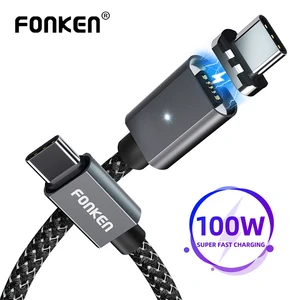 fonken 100w usb c to magnetic usb c cable for macbook pro air 5a pd charger usbc fast mag charging for laptop tablet phone cord free global shipping