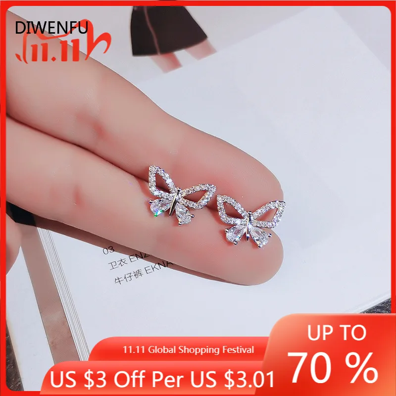 

S925 Sterling Silver Stud Earrings for Women 2020 Bowknot Cute/Romantic Gift Jewelry Diamond Wedding Silver Earrings for Women