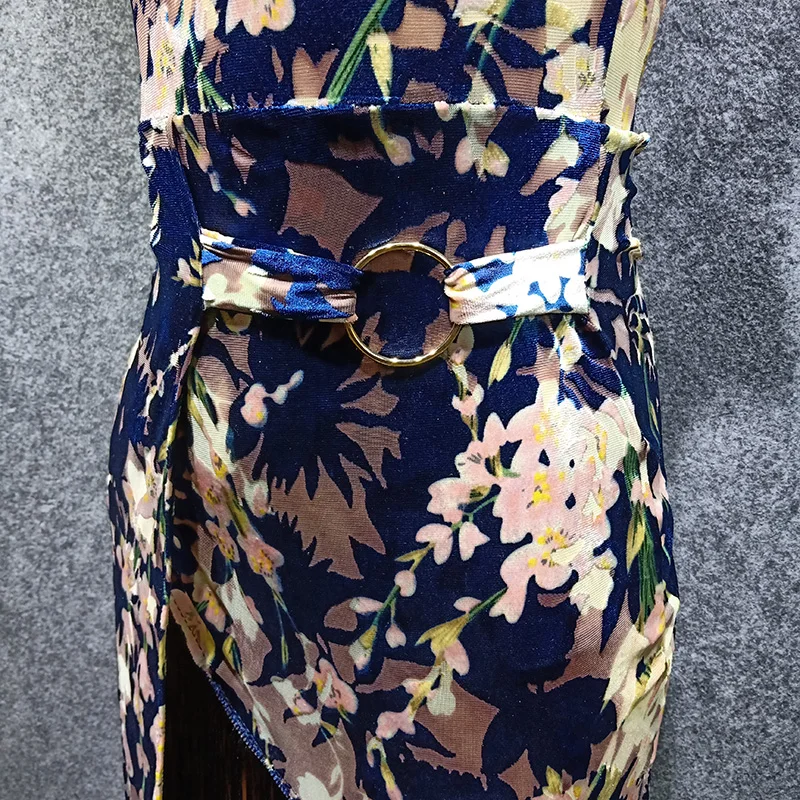 Платья для латиноамериканских танцев с принтом распродажа бархатное платье