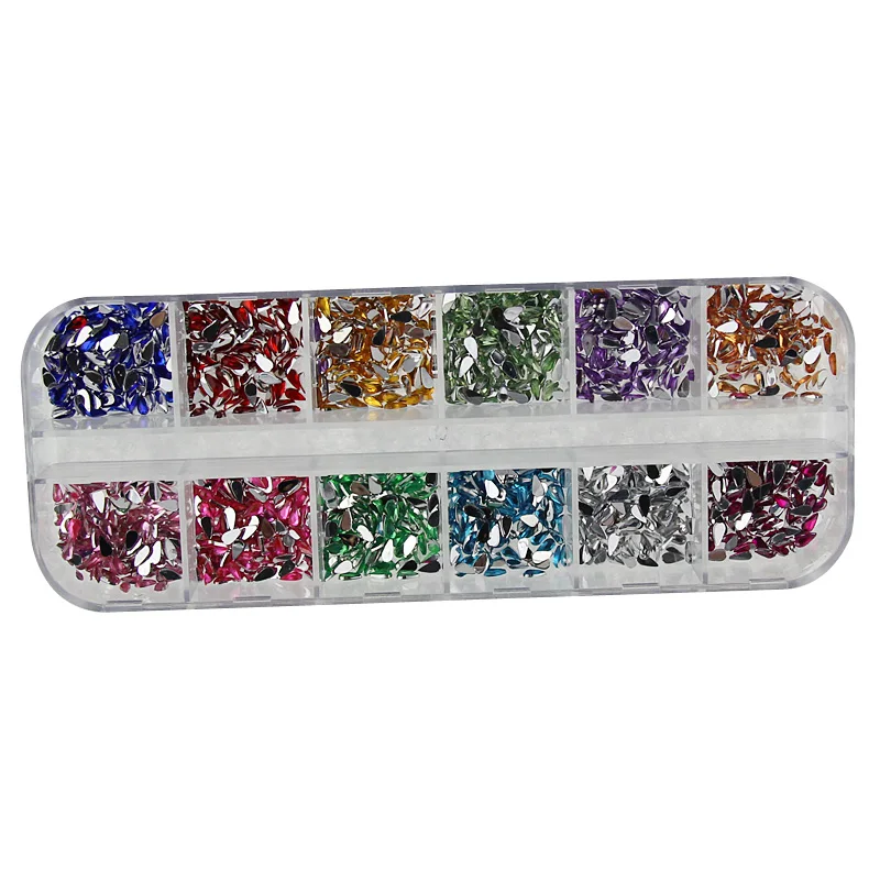 

1600PCS Nail Art Crystal Rhinestone Resin 12 Colors Drop 3D Decorations DIY Salon Express Manicure Tools CIN6 899