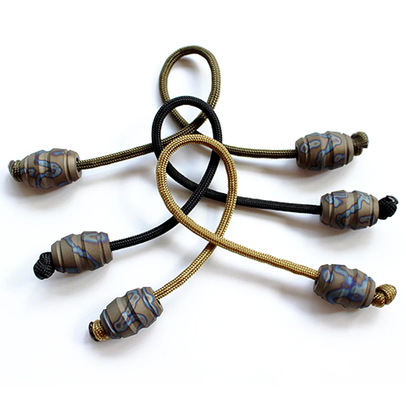 Титановый сплав двойной мяч нож бусины Паракорд зонтик веревка EDC палец