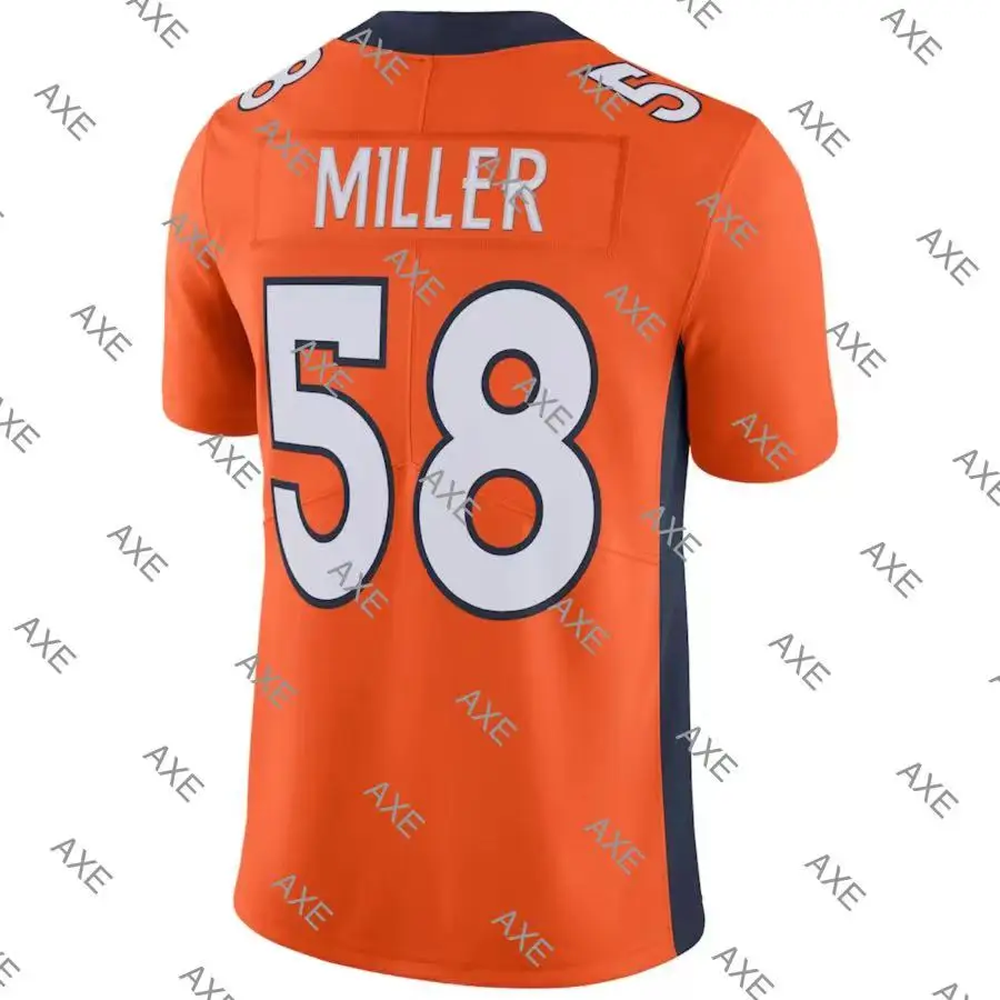

Customized Stitch American Football Jersey denver 58 Von Miller Orange Navy Blue Men's Limited Jersey
