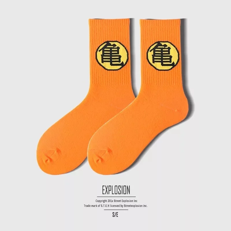 Для мужчин, зимняя детская пижама с рисунком аниме Dragon Ball Z Son goku носки Harajuku модные тренды уличной Косплэй носки Веселые счастье хлопок толстые короткие носки