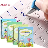 4 books reusable copybook for calligraphy learn alphabet painting english math children handwriting practice books baby toys