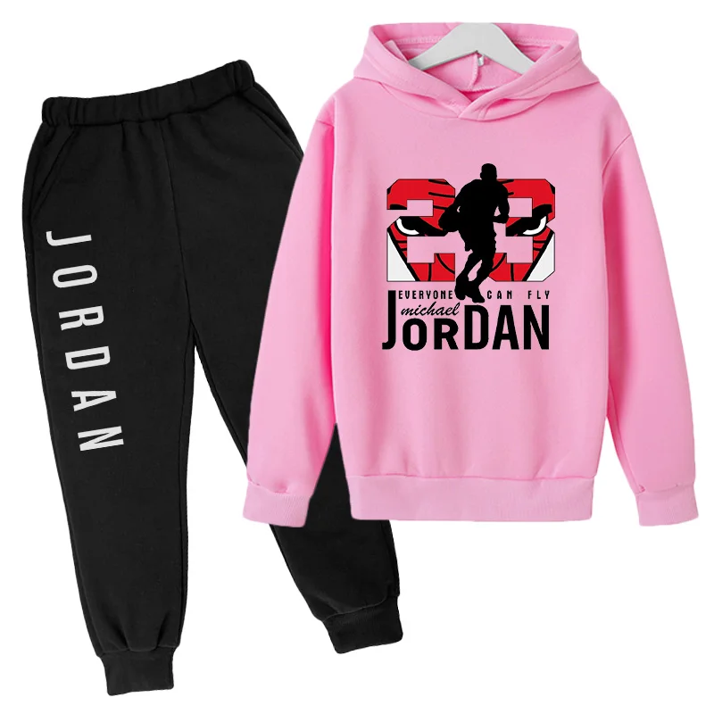 

Long-sleeved Trousers Suit Hoodies and Sweatpant Suit 23 Tracksuit boy girl Sweatshirt Suit 100%cotton Hoodie Jogging Pullover