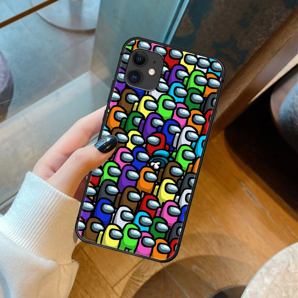 

Amongs Game us Phone Case For iPhone 5 5S SE 2020 6 6S 7 8 Plus 11 12 Mini X XS XR Pro Max black Prime Soft Bumper Painting Etui