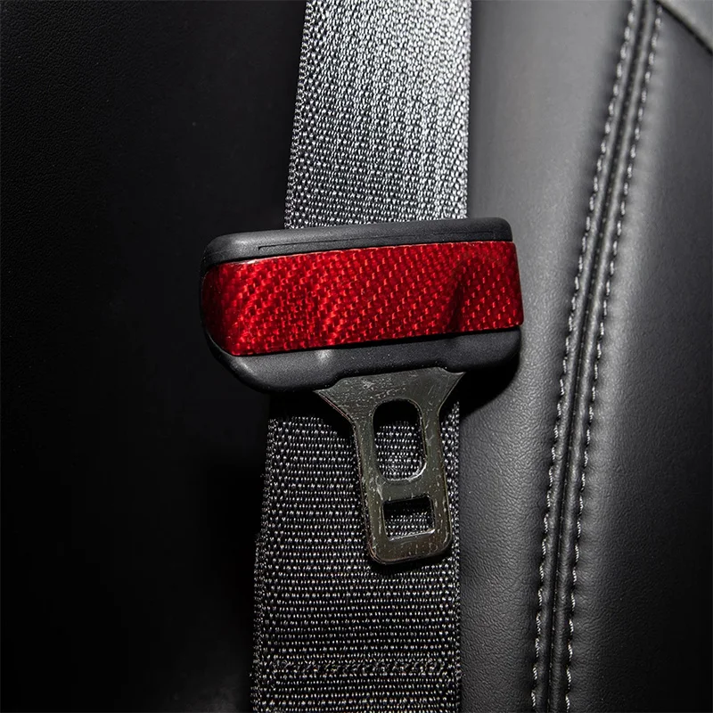 

Heenvn 2Pcs/Set For Tesla Model 3 Real Carbon Fiber Car Seat Safety Belt Buckle Protection Cover Model Three Accessories Model3