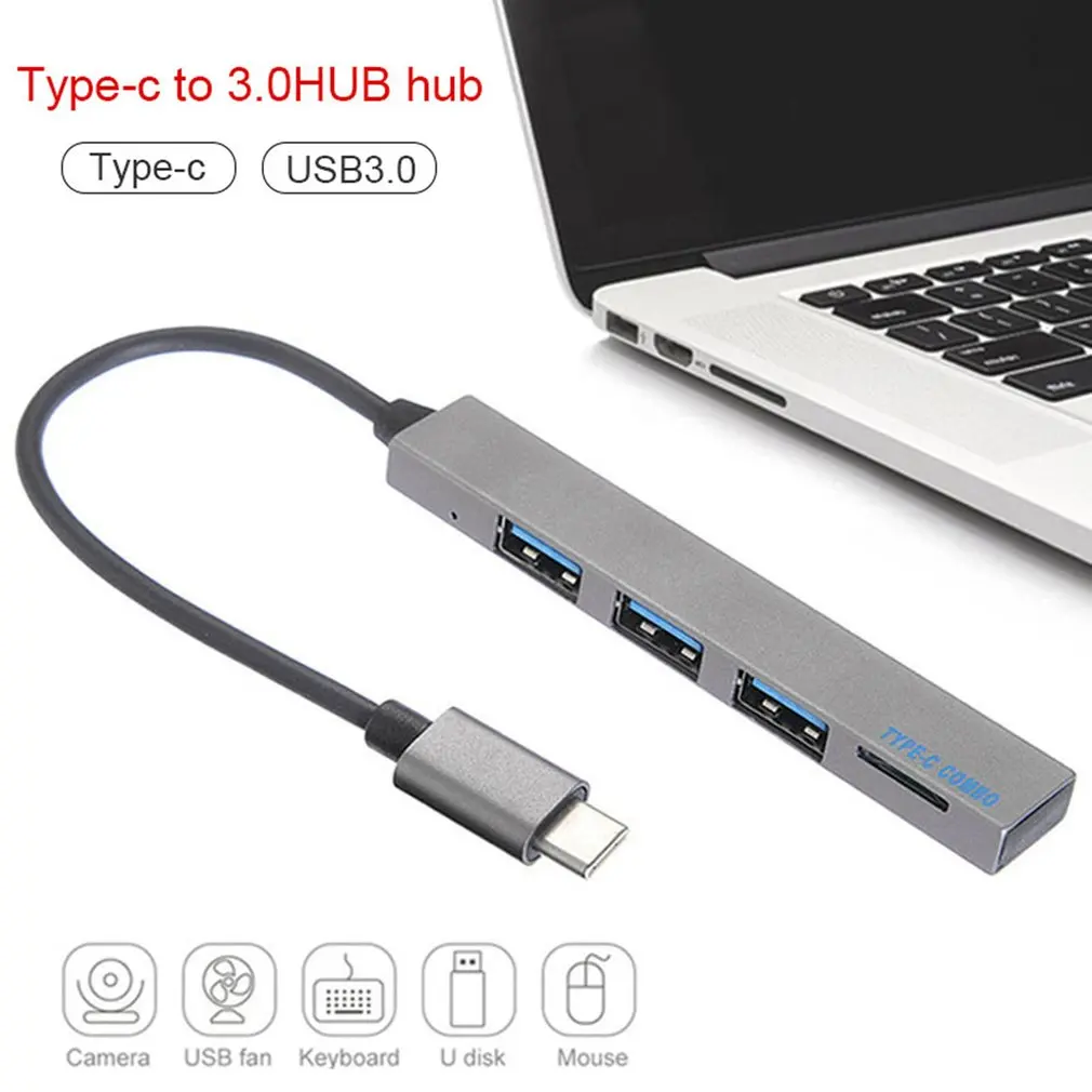 

4 in 1 USB 3.1 Type-C Hub To USB 3.0 Magnesium Alloy Hub with TF Reader Slot 3 Port for MacBook Pro/Air 2018