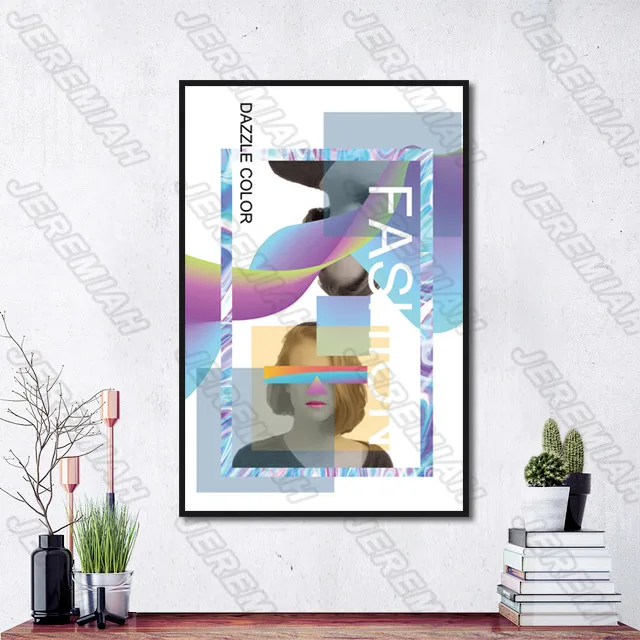 

Characters Abstract Geometric Colorful Poster Nordic Style Wall Art Canvas Print Painting Modern Living Room Decoration