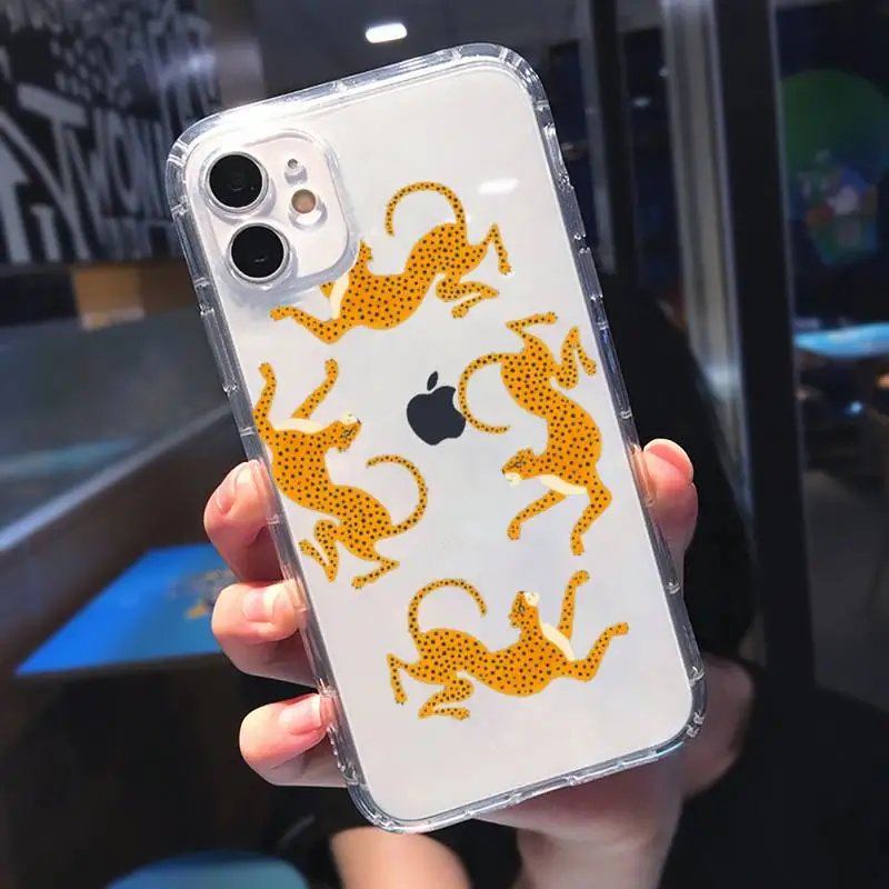 

Cartoon toned animal leopard Phone Case Transparent for Clear iPhone 11 12 8 7 6 6S Plus X 5S SE 2020 XR mini pro XS MAX