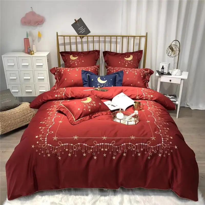 

4/7 шт., Комплект постельного белья из натурального хлопка, с вышивкой