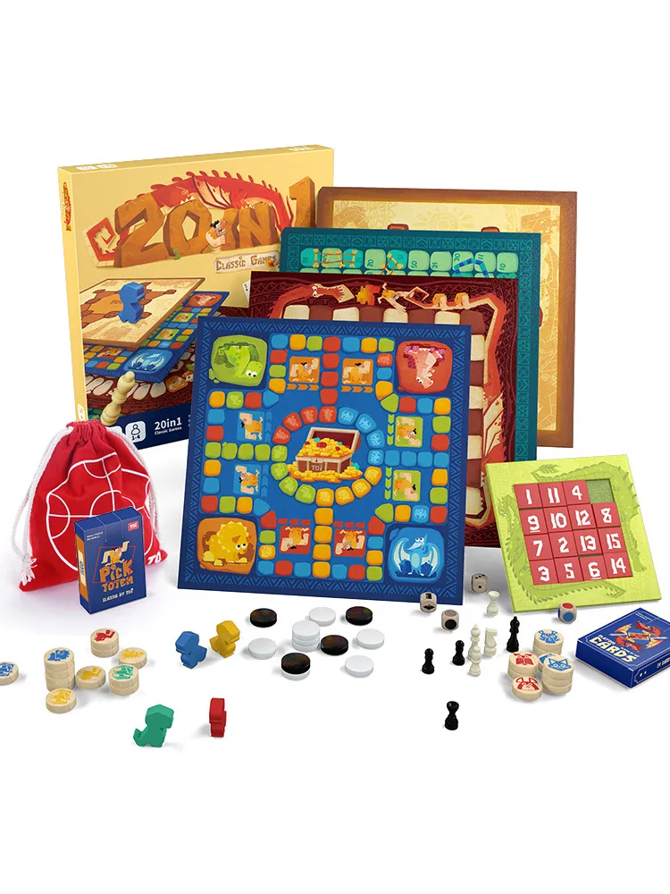 

Toi board game 20 in 1 Dragon and treasure table game chess puzzle kindergarten children's toy boys and girls 1.4