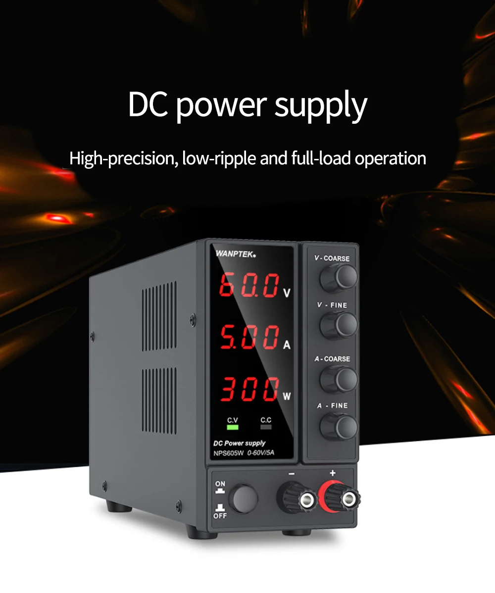WANPTEK NPS605W Switching DC Power Supply 3 Digits Display LED High Precision Adjustable Mini Power Supply AC 115V/230V 50/60Hz