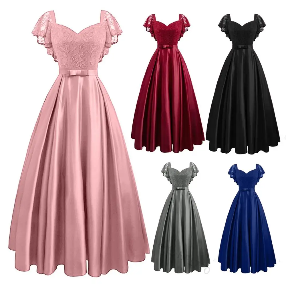 Женское атласное длинное вечернее платье элегантное Кружевное Платье макси с