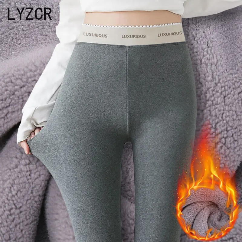 

15%Spandex Winter Thick Women Velvet leggings For Women Black Wool Fleece Leggings Women Skinny Thicken WarmTrousers Plus Size