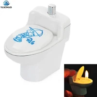 funny gadgets toilet closestool shaped refillable butane gas smoking cigar cigarette lighter for home decoration collection