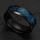 Мужское кольцо из углеродного волокна, с инкрустацией в виде черного дракона