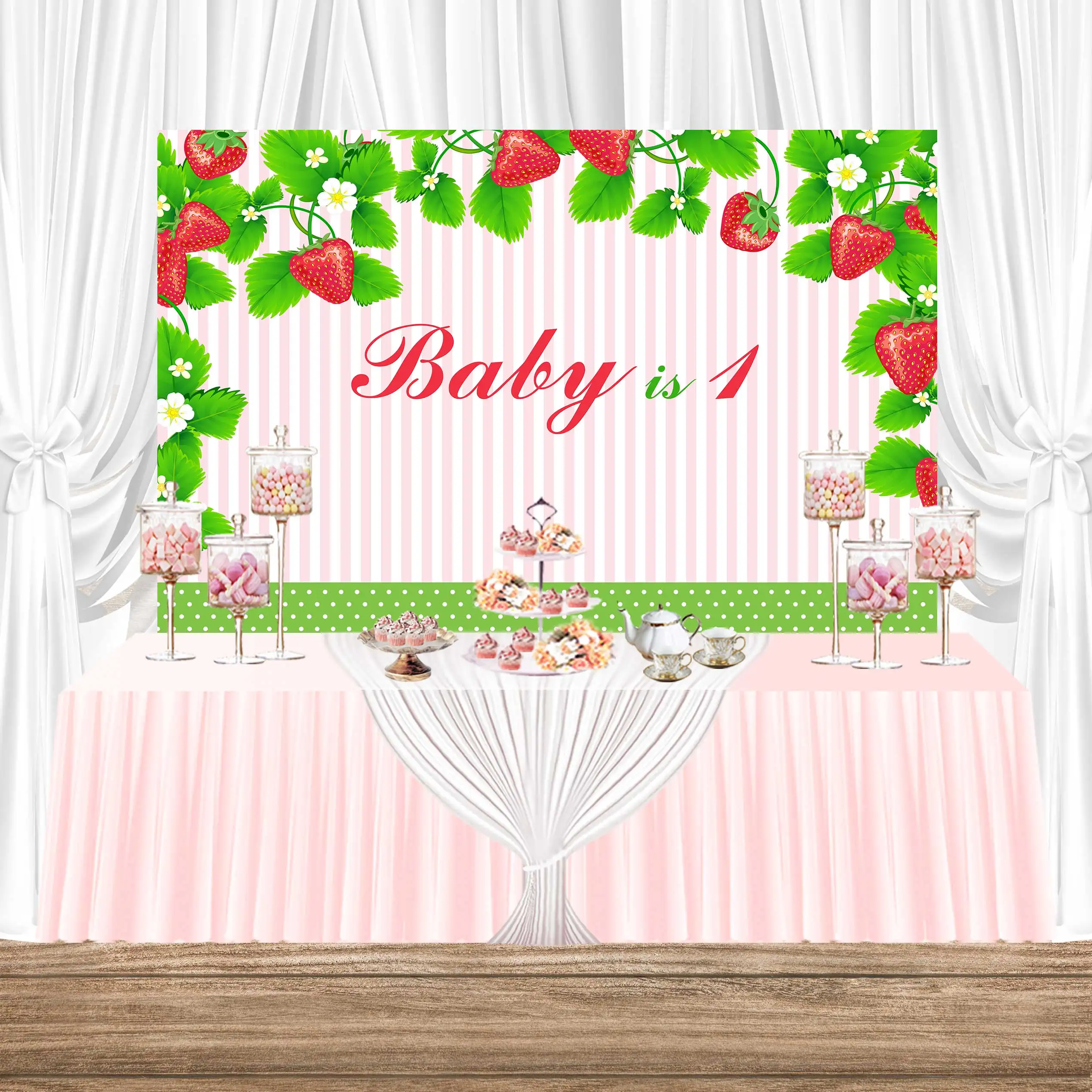 

NeoBack день рождения сладкая клубника детский душ Фрукты Розовый Любовь Сердце Вечеринка Баннер фотография фон