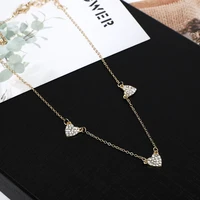 2021 light luxury women inlay zircon heart pendant simple design gold plated short style necklace for women valentines day gift