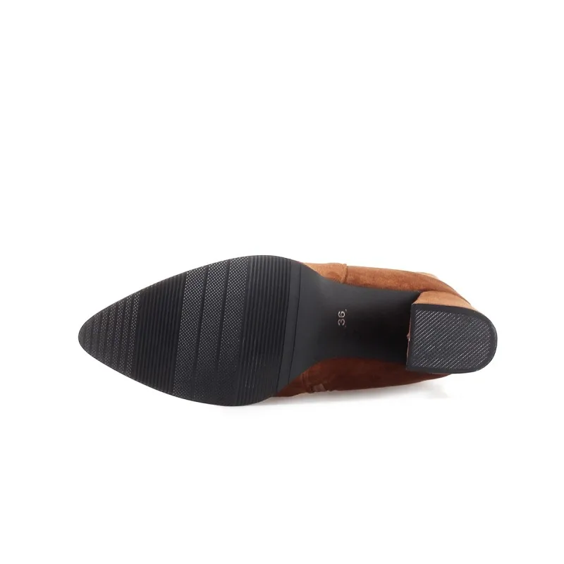 Модные Простые облегающие Женские сапоги большого размера с шероховатым