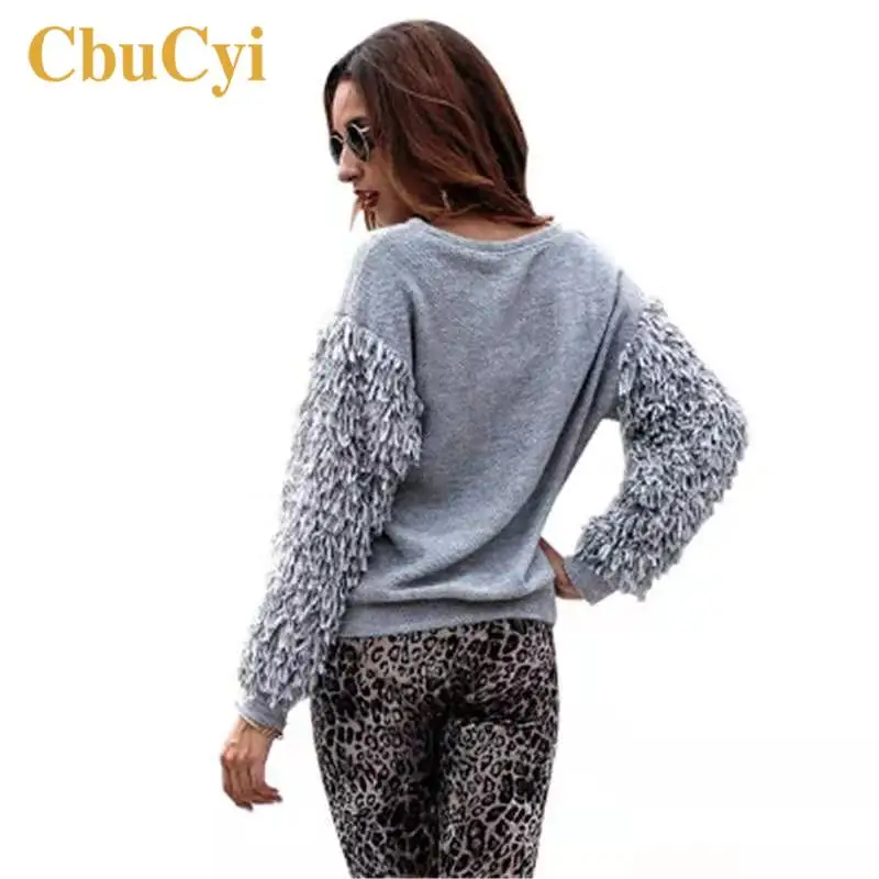 Women Knit Sweaters and Pullovers Autumn Loose Casual Knitted Crop Sweater Tassels Long-sleeve Jumpers | Женская одежда