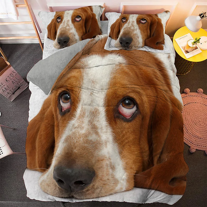 

3D Funny Dog Bedding Set 2/3pcs Animal Printed Quilt Duvet Cover Comforter Bed Sets Home Textile