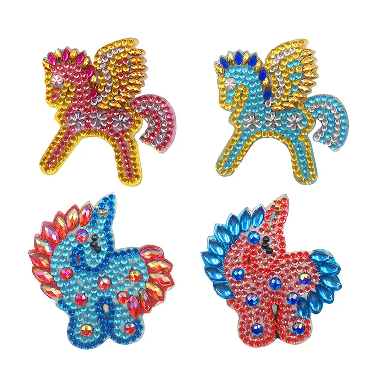4pcs horse 4/5 шт DIY Полный специальное Форма дрель бриллиант картина мультфильм брелок Хэллоуин Для женщин сумка подвесной орнамент ювелирный ключ кольца - Цвет: 4pcs horse