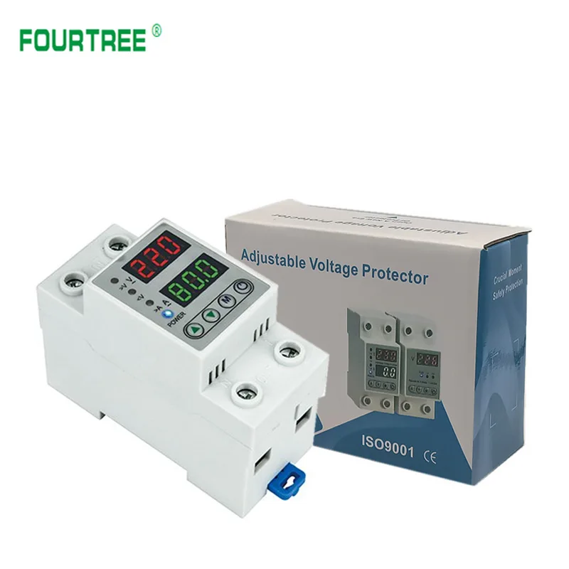 Цифровой Регулируемый протектор перенапряжения и пониженного напряжения 40 А 63