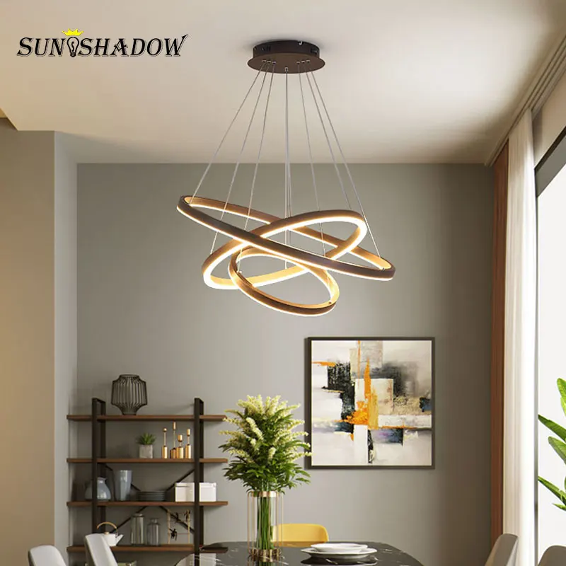 Hanging Lamp Circle Led Pendant Light For Home Living room Dining Kitchen Surface Moutn Acrylic 20 40 60 80cm | Лампы и освещение