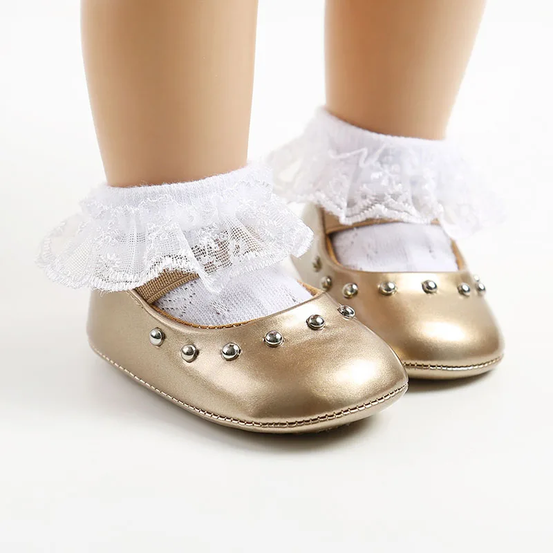

Spring and Autumn New Toddler Shoes Infant Cute Princess Shoes 0-18M Baby Girls Solid Color Soft and Breathable Walking Shoes