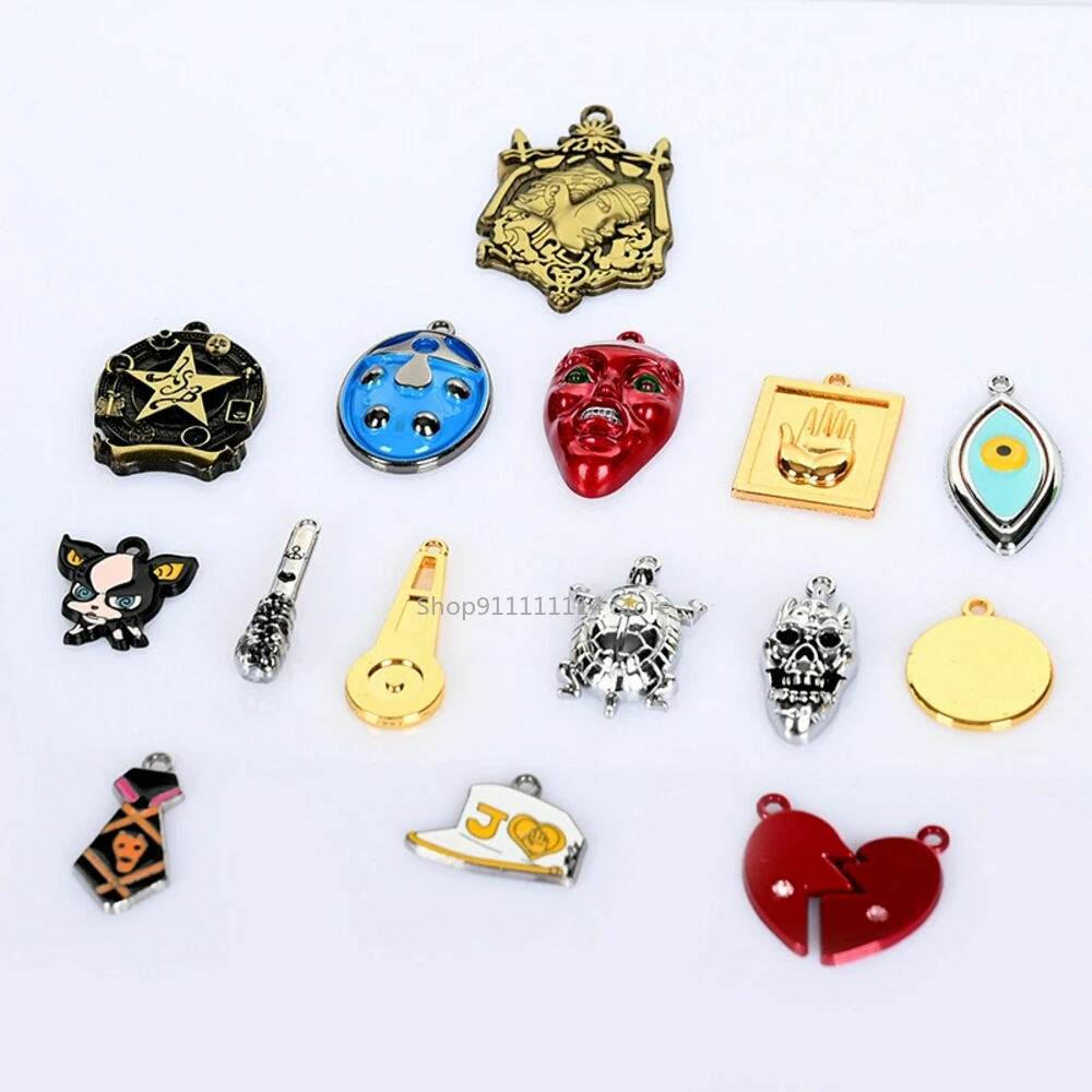 

Anime JOJO'S BIZARRE ADVENTURE Cosplay Adventure King Badges Breastpin Keychain Set Necklace Pendant Toys Props Collection Gifts