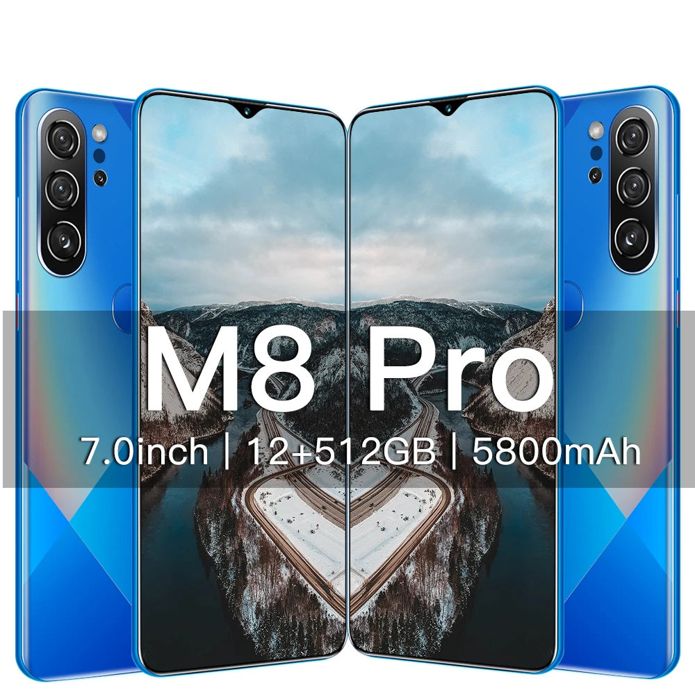 

M8 Pro Universal 5G Smartphones Android 10.0 12GB+512GB MTK-6899 10-Core Mobile Phones 7.0 Inch HD+ 24+48MP Camera Cellphones